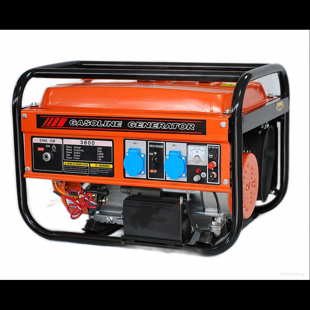 Γεννήτρια 3800 3 kW 7,5 HP Gasoline Μονοφασικά AVR 100% Copper Windings with Electric Starter and Battery Greenyard - GYPG3800A Γεννήτρια 3800 3 kW 7,5 HP Gasoline Μονοφασικά AVR 100% Copper Windings with Electric Starter and Battery Greenyard - GYPG3800A
